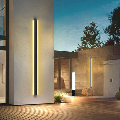 Long Linear LED Waterproof Black Minimalist Outdoor Wall Lights Exterior Lights
