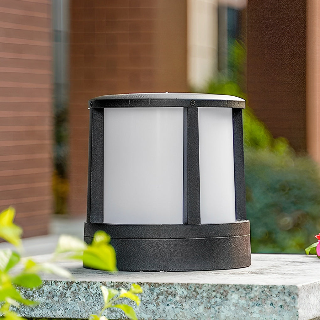 Cylinder Solar Garden Lights LED Waterproof Black Outdoor Light