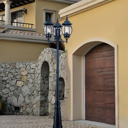 Waterproof 3 Lights Black European Style Garden Lamp Post Lights