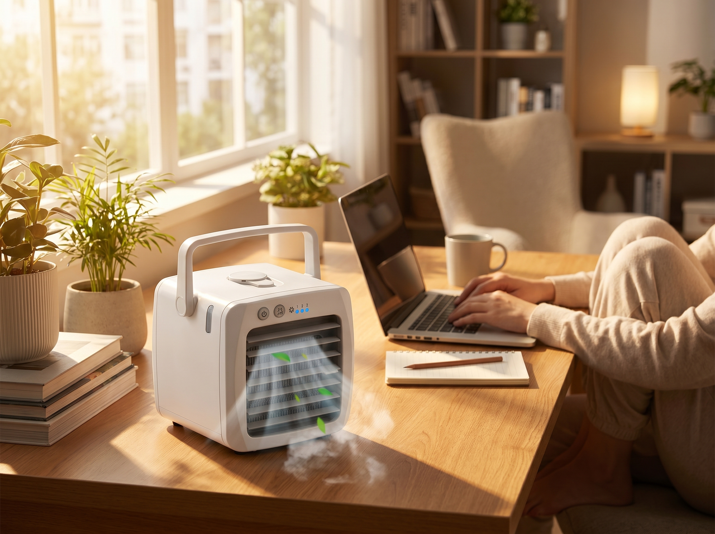 Portable Air Conditioner 4-in-1 with Humidifier, Purifier & USB Fan - Personal Desktop Cooler