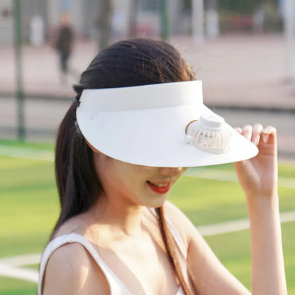 Sun Visor Hat with Built-In Cooling Fan – Solar & USB Rechargeable Outdoor Cap for Women & Men