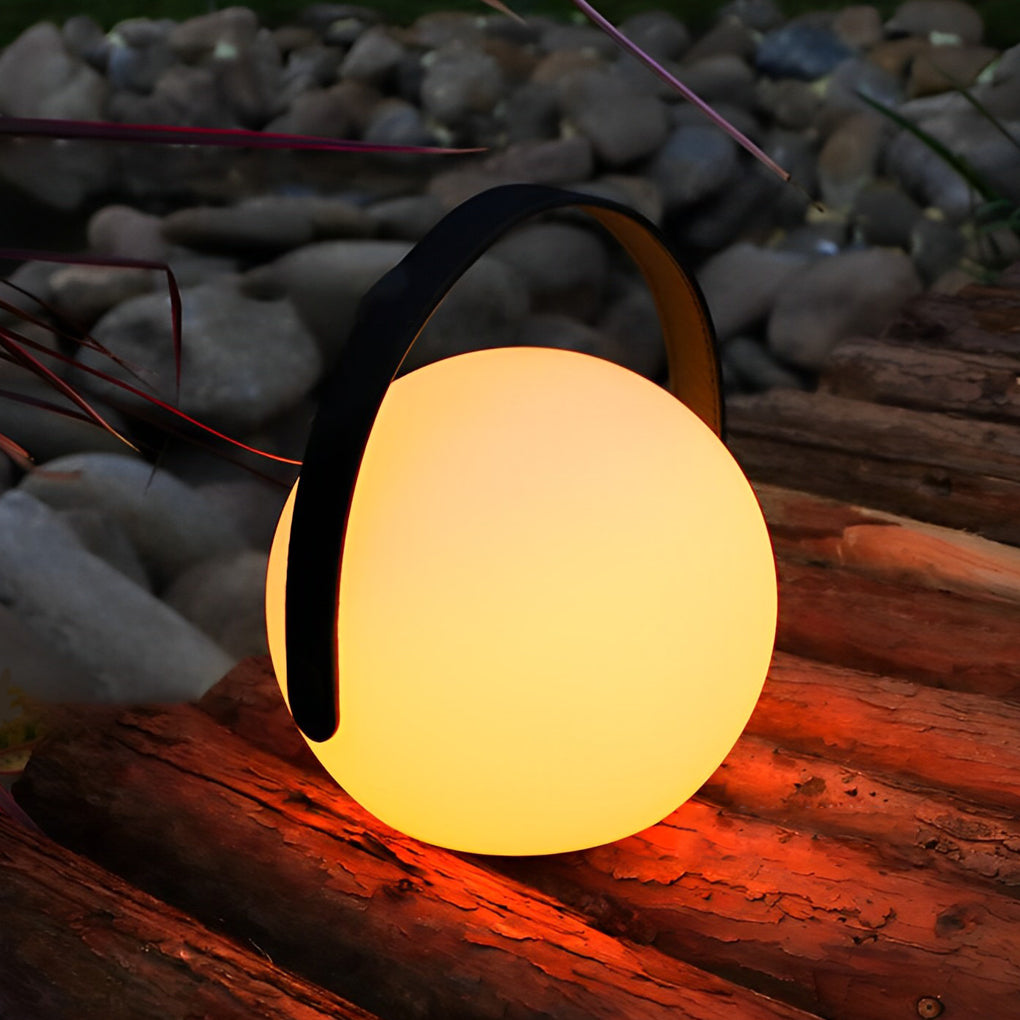 6-Inch Portable RGB Sphere Table Lamp – Frosted Glass Ball Ambient Light with Vintage Handle