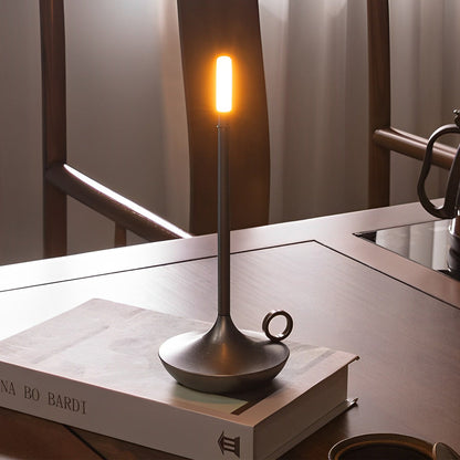 Cordless Portable Candle-Wick LED Table Lamp – Minimalist Accent Light for Bedroom, Dining & Bar