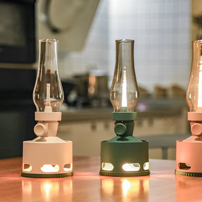 Modern Battery-Operated LED Table Lamp in Kerosene-Style Vintage Design