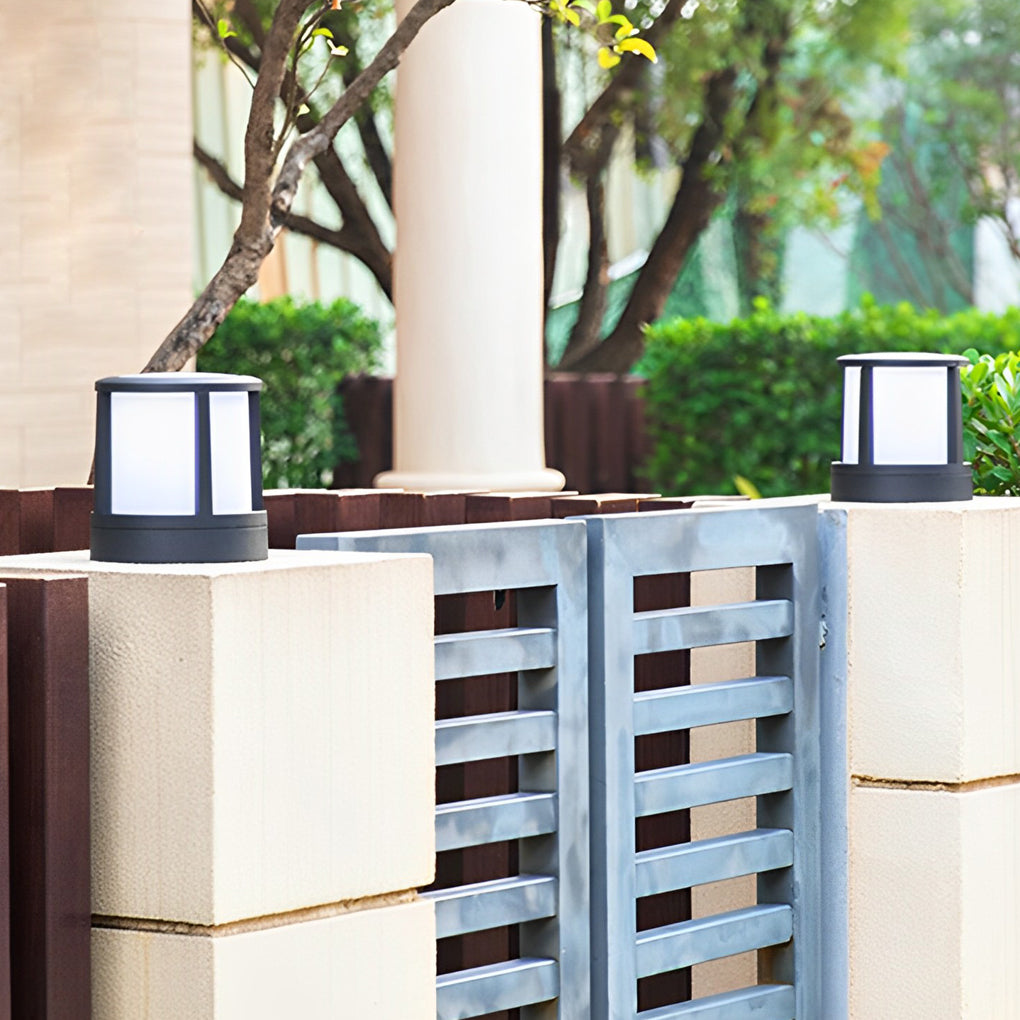 Cylinder Solar Garden Lights LED Waterproof Black Outdoor Light