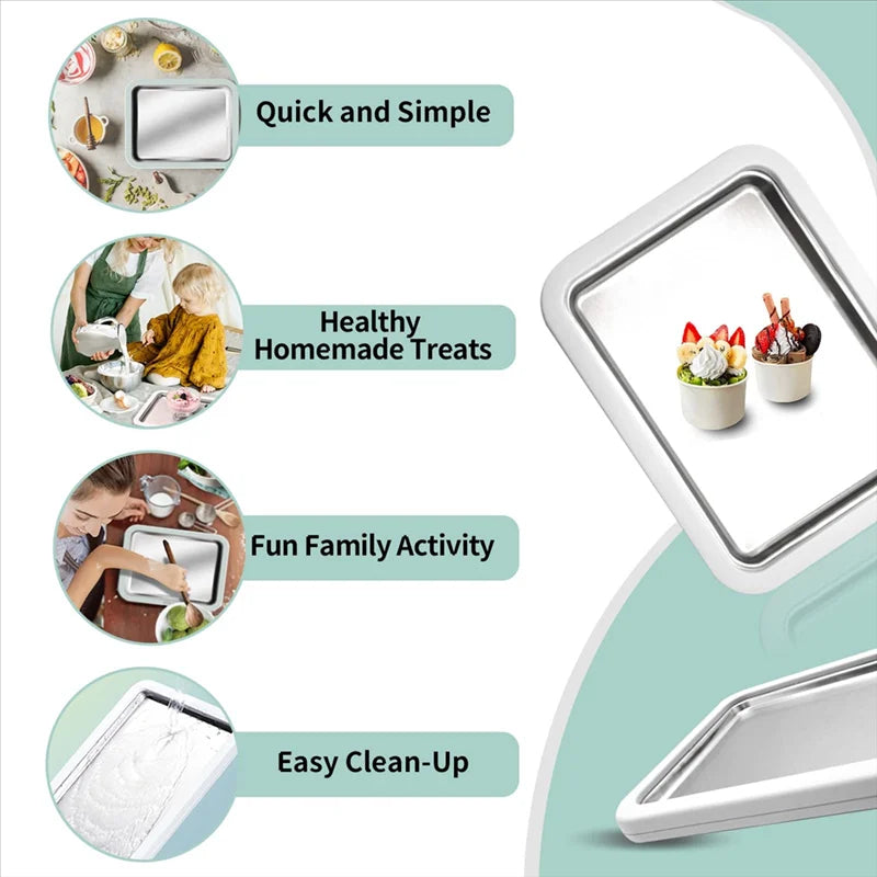 Ice Cream Roll Maker Cold Tray – Non-Electric Stainless Steel Fried Ice Cream Machine for Home