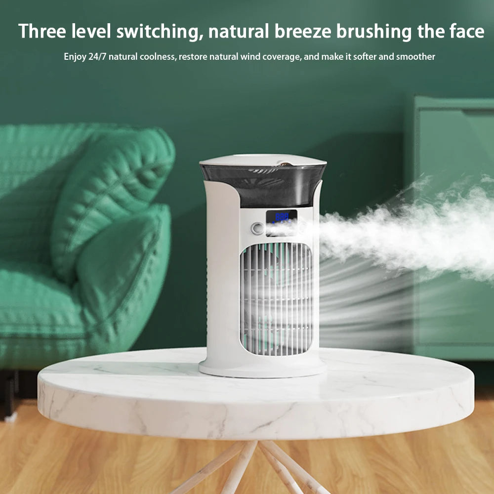 Mini Portable Evaporative Cooler with Humidifier & LED Night Light – USB Personal Cooling Fan for Desk