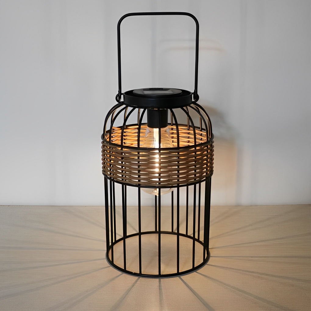 Portable Solar Rattan Lantern – Waterproof Handwoven Outdoor Garden Night Light for Patio & Courtyard