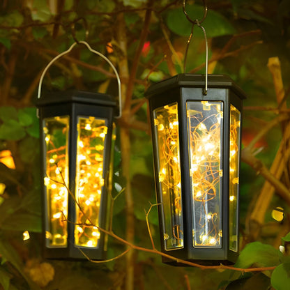 2Pcs Hexagonal LED String Lights Solar Lawn Lights With Motion Sensor