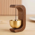 Wireless Door Chime with Brass Bell Wooden Frame - Battery Operated Doorbell for Home Shop Office