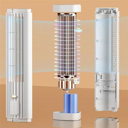 USB Rechargeable Portable Tower Fan – 3-Speed Bladeless Standing Fan for Home & Office