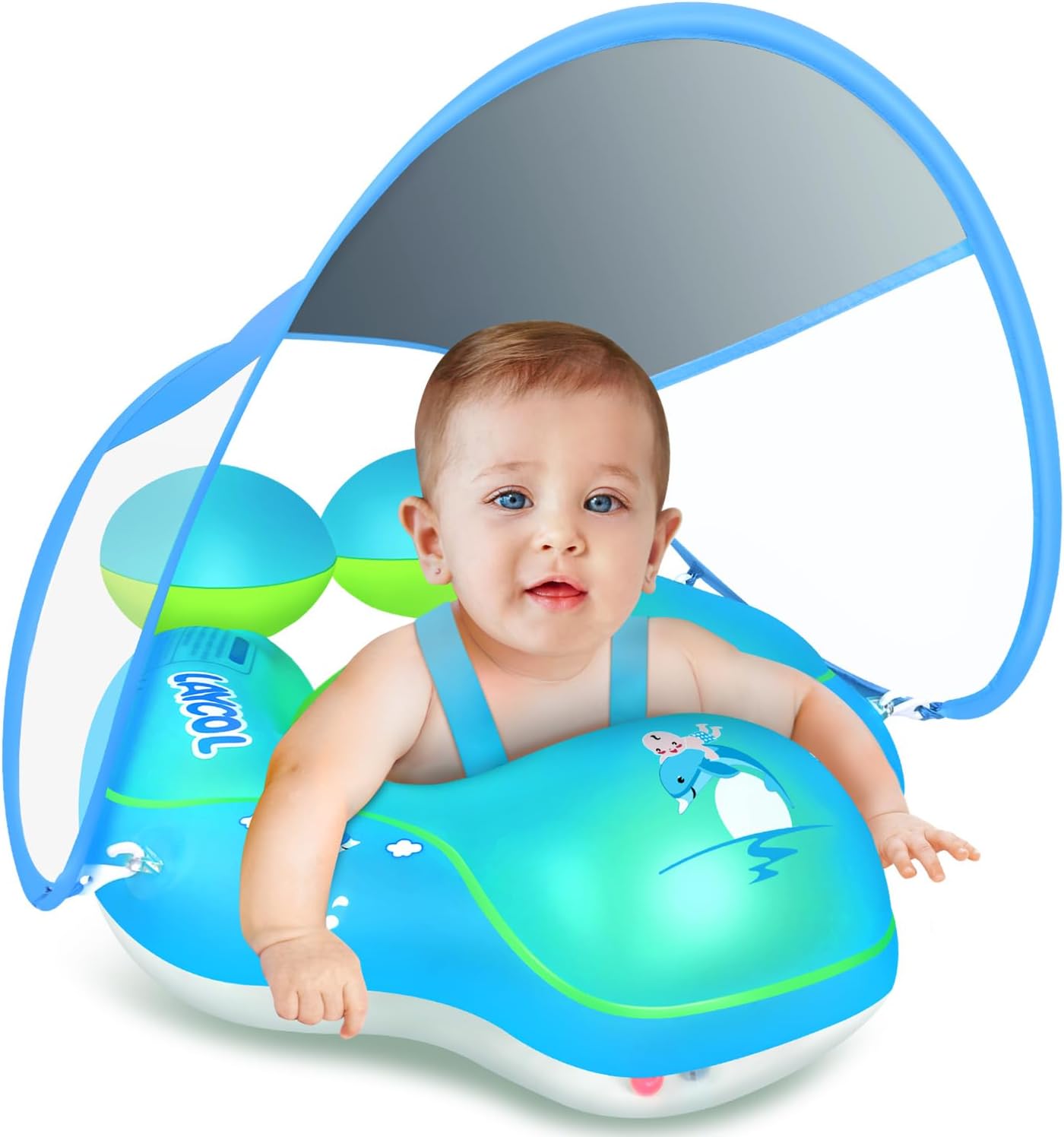 Baby Swim Float with UV Canopy - Infant Pool Ring Seat with Sun Shade for Toddlers 6-36 Months
