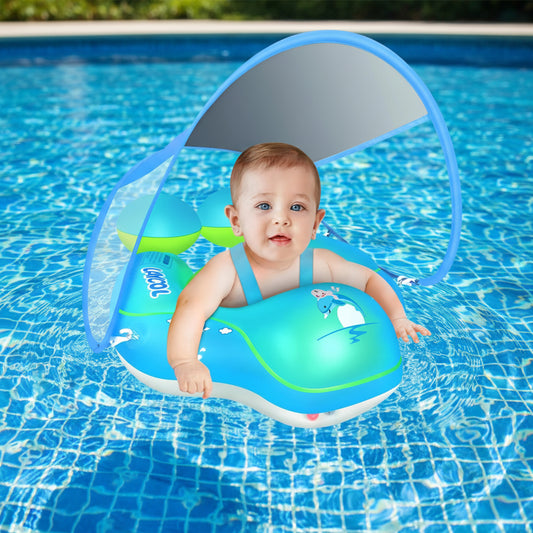 Baby Swim Float with UV Sun Canopy – Infant Pool Ring Seat for Toddlers Ages 6–36 Months