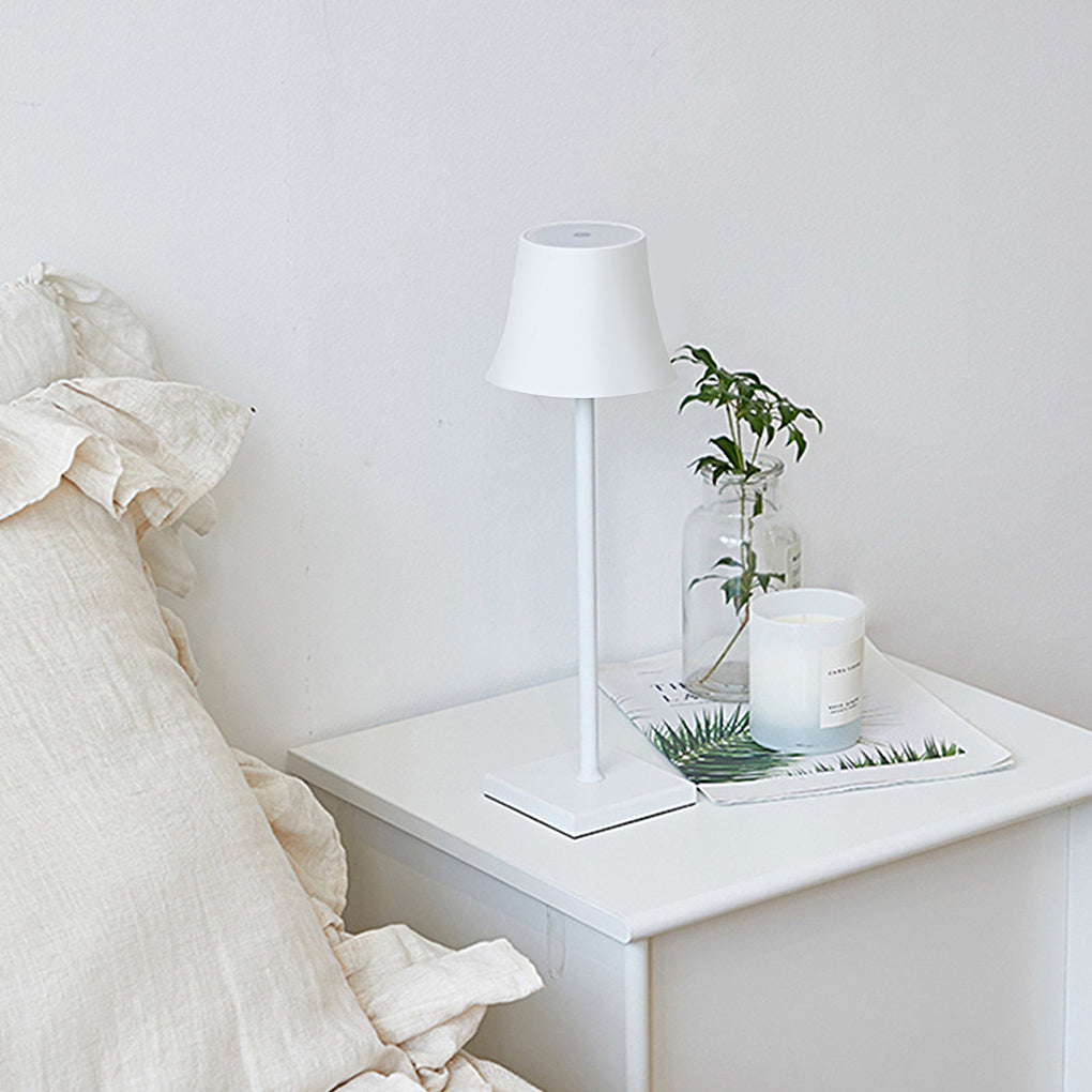 15-Inch Cordless Modern Metal Table Lamp – Slim Cast Aluminum Accent Light in Black or White