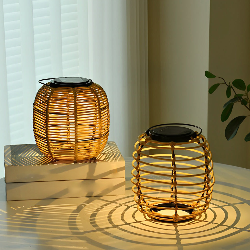 Rattan Solar Garden Lantern Light – Waterproof Wicker LED Outdoor Lamp for Patio, Yard & Pathway