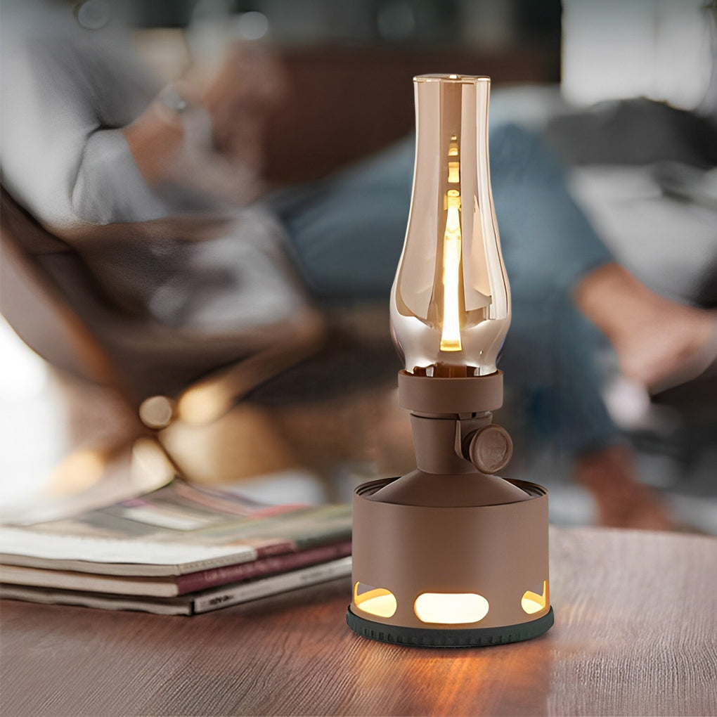 Modern Battery-Operated LED Table Lamp in Kerosene-Style Vintage Design