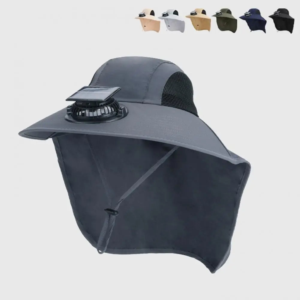 Solar Fan Hat Wide Brim with Dual Built-In Fans - UV Protection Cooling Sun Hat for Outdoor Sports
