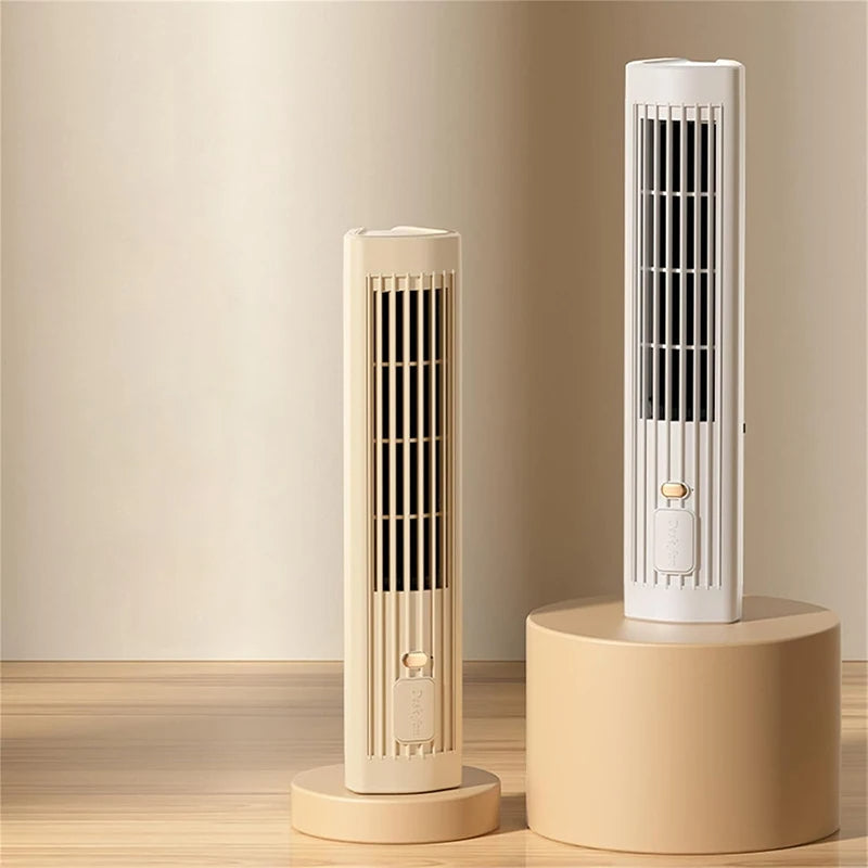 USB Rechargeable Portable Tower Fan – 3-Speed Bladeless Standing Fan for Home & Office