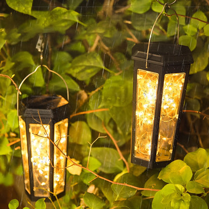 2Pcs Hexagonal LED String Lights Solar Lawn Lights With Motion Sensor