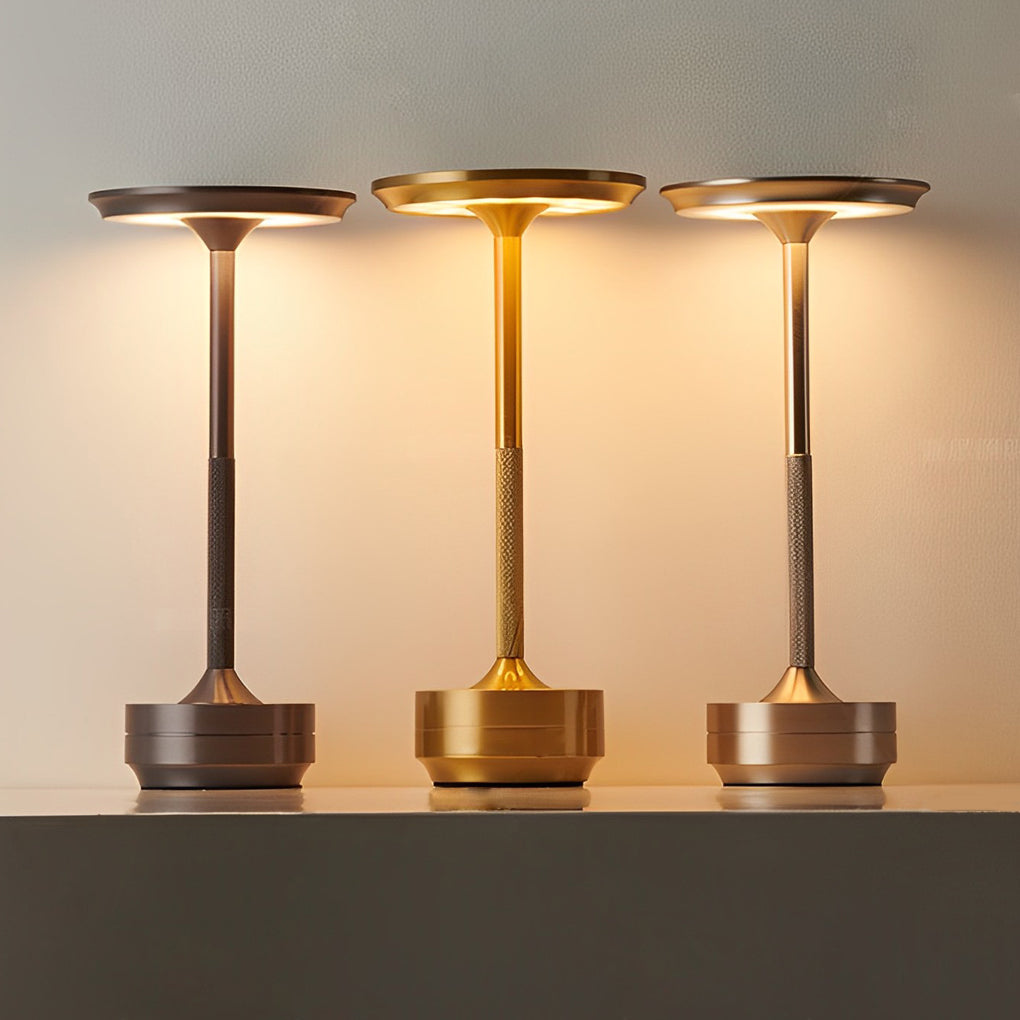 UFO Alien Table Lamp – Sleek Metal-Plated Cordless LED Accent Light for Bedroom & Living Room