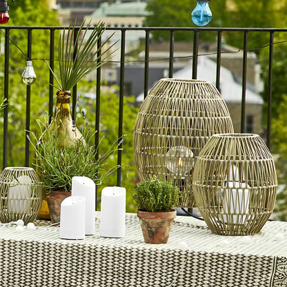 Elegant Handmade Rattan Oval Cage Outdoor Floor Lamp