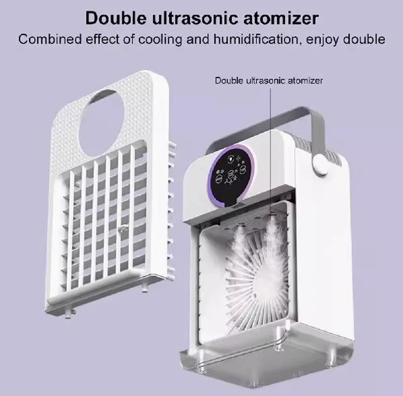 Personal Evaporative Cooling Fan with Mist & Touchscreen – Portable Mini Desk Cooler