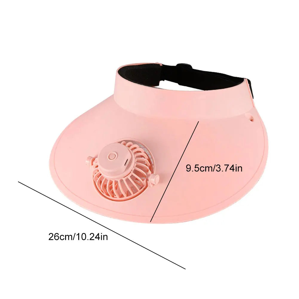 Sun Visor Hat with Built-In Cooling Fan - Solar & USB Rechargeable Outdoor Cap for Women Men Sports