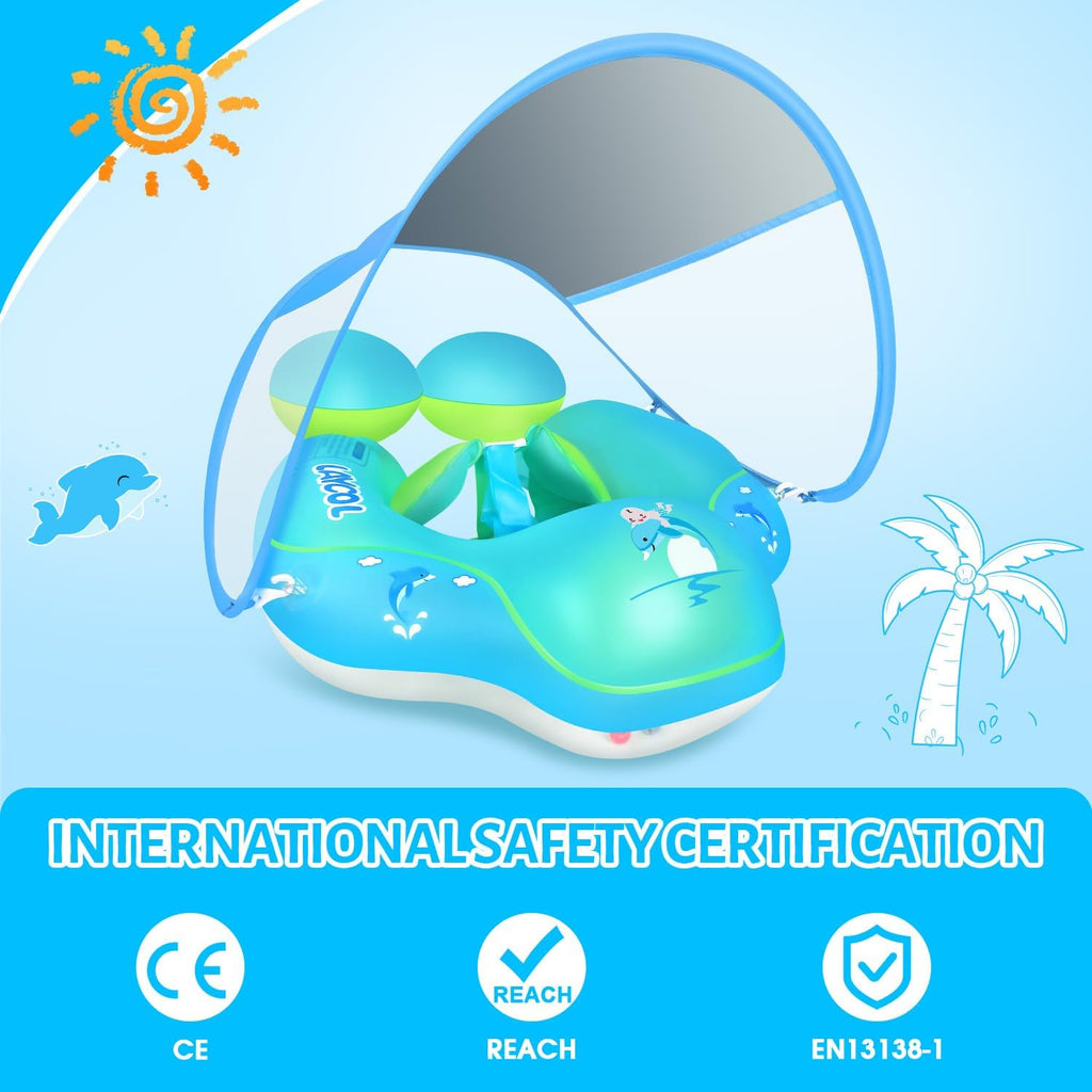 Baby Swim Float with UV Canopy - Infant Pool Ring Seat with Sun Shade for Toddlers 6-36 Months
