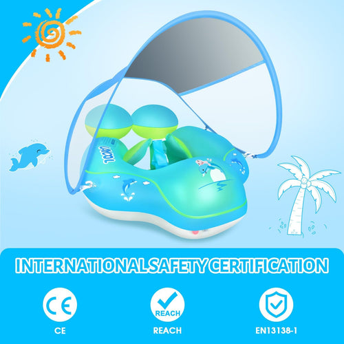 Baby Swim Float with UV Canopy - Infant Pool Ring Seat with Sun Shade for Toddlers 6-36 Months