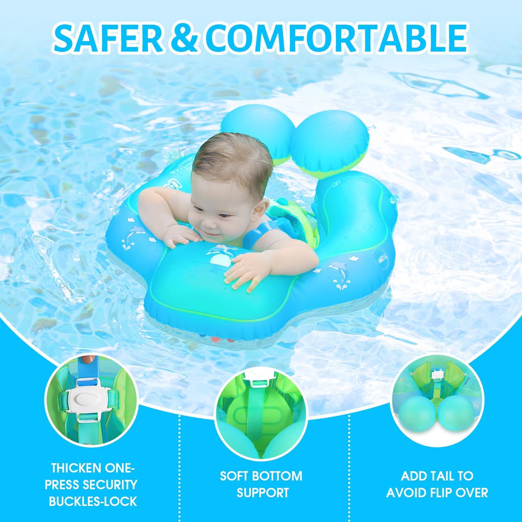 Baby Swim Float with UV Canopy - Infant Pool Ring Seat with Sun Shade for Toddlers 6-36 Months