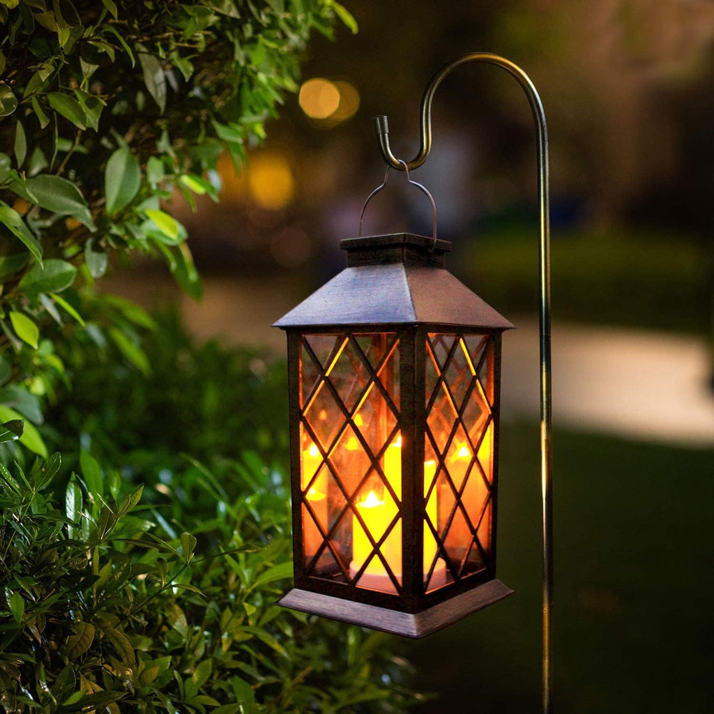 Outdoor Garden Hanging Lantern All-Weather - Solar LED Decorative Lamp for Patio Yard Fence Pathway