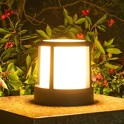Cylinder Solar Garden Lights LED Waterproof Black Outdoor Light