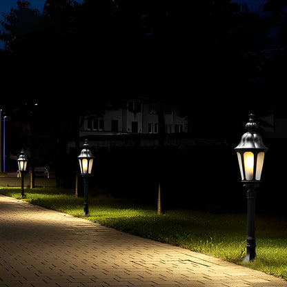 Elegant European-Style Black LED Outdoor Pathway Lamp Post