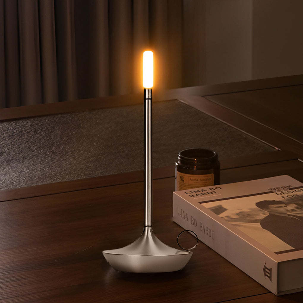 Cordless Portable Candle-Wick LED Table Lamp – Minimalist Accent Light for Bedroom, Dining & Bar