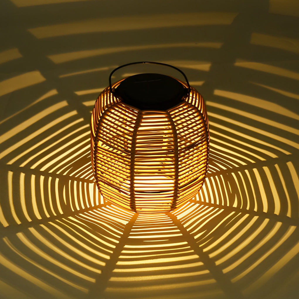 Rattan Solar Garden Lantern Light – Waterproof Wicker LED Outdoor Lamp for Patio, Yard & Pathway