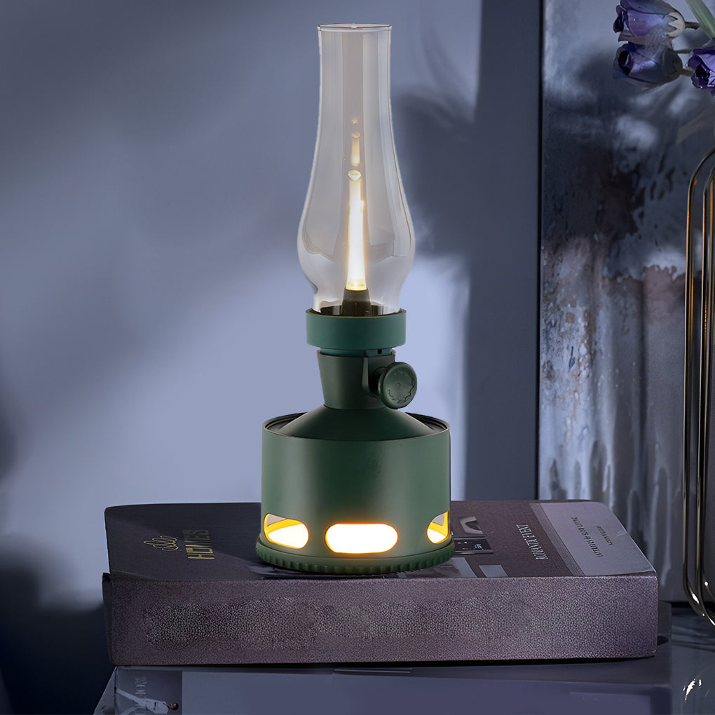Modern Battery-Operated LED Table Lamp in Kerosene-Style Vintage Design