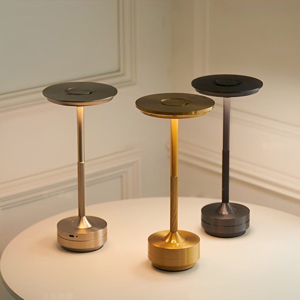 UFO Alien Table Lamp – Sleek Metal-Plated Cordless LED Accent Light for Bedroom & Living Room