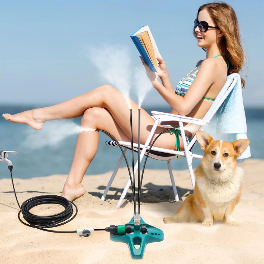 Outdoor Patio Misting System Freestanding – Garden Cooling Mist Fan with Extension Tube for Backyard