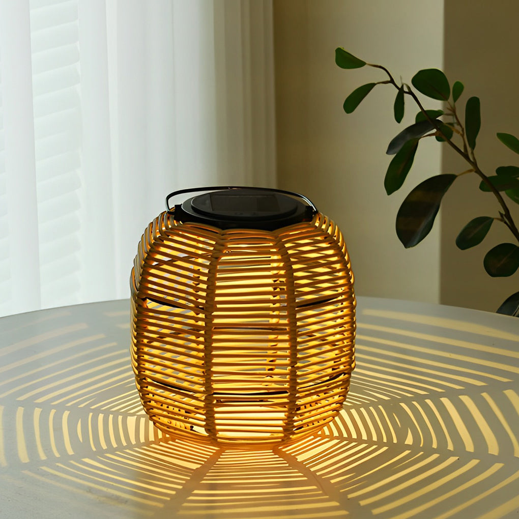 Rattan Solar Garden Lantern Light – Waterproof Wicker LED Outdoor Lamp for Patio, Yard & Pathway