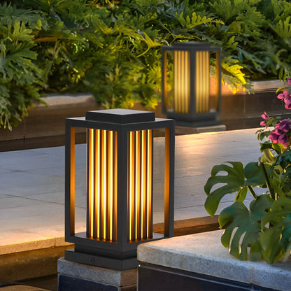 Modern Black LED Cage Pathway Lawn Lights