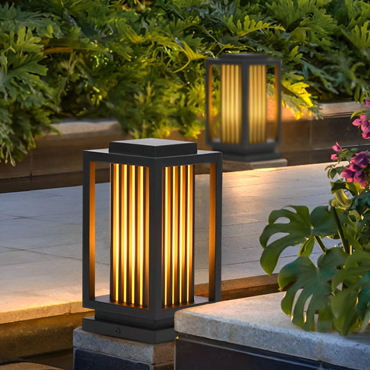 Modern Black LED Cage Pathway Lawn Lights