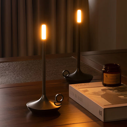 Cordless Portable Candle-Wick LED Table Lamp – Minimalist Accent Light for Bedroom, Dining & Bar