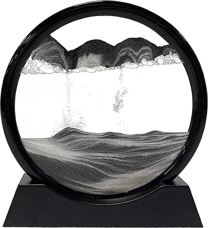 3D Sand Art Moving Sandscape Frame – Liquid Motion Desk Toy & Sand Picture for Home & Office Decor