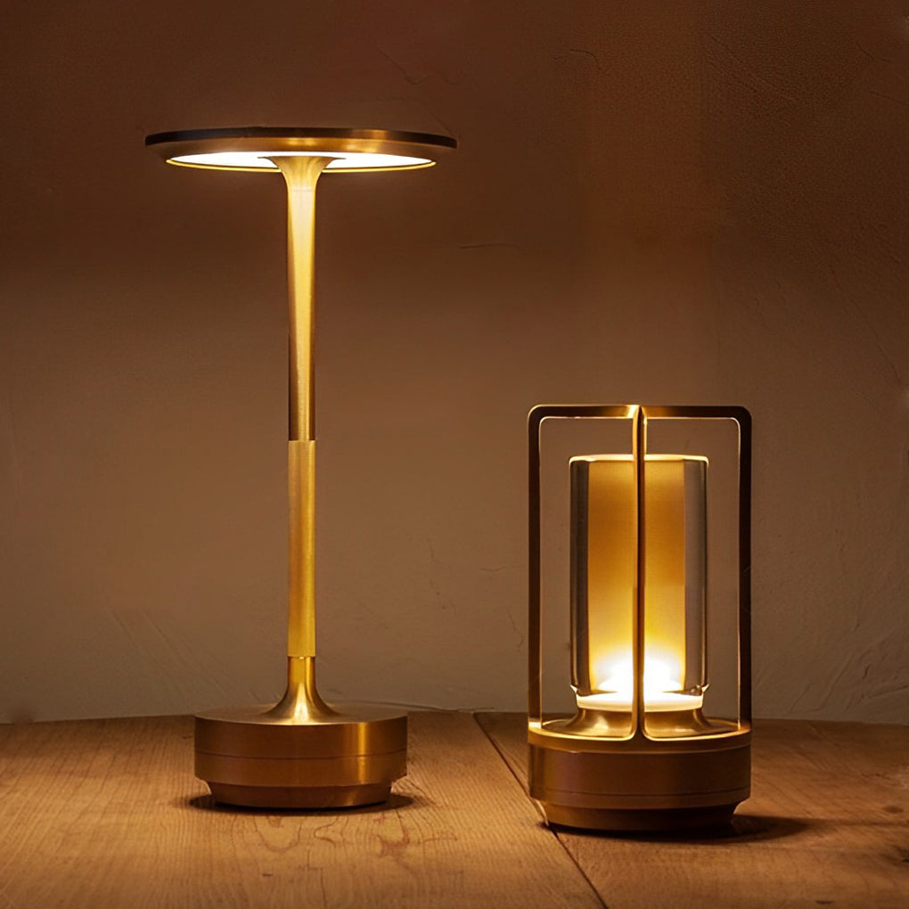 UFO Alien Table Lamp – Sleek Metal-Plated Cordless LED Accent Light for Bedroom & Living Room