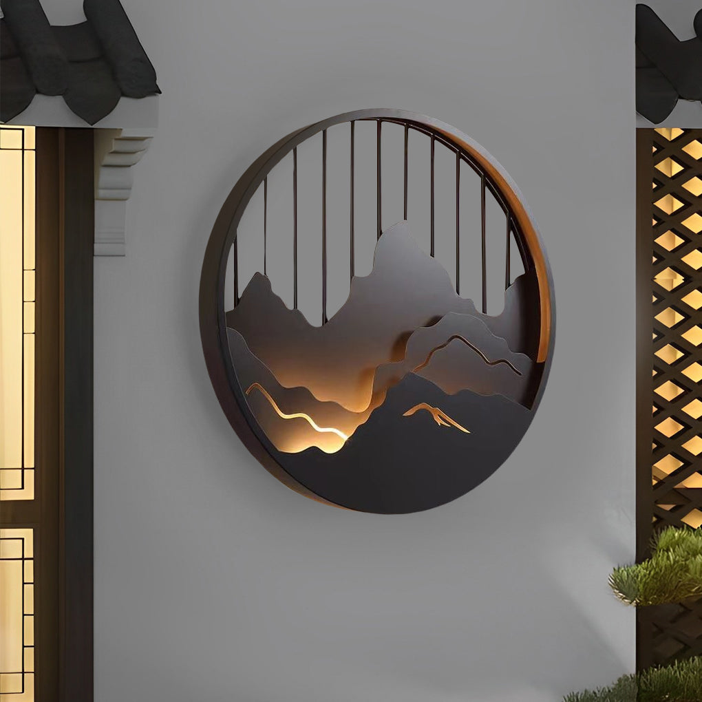 Mountain LED Wall Light Round Landscape Waterproof Light