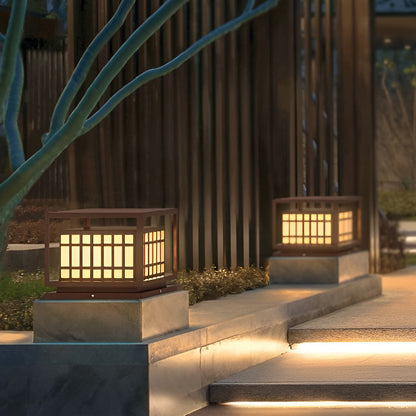 Square LED Waterproof Brown Modern Outdoor Deck Post Lights Pillar Light