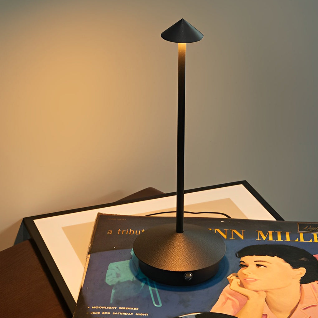 Mushroom-Top Pina Table Lamp 11.41-Inch – Slim Cordless Aluminum Accent Light for Bedroom & Living Room