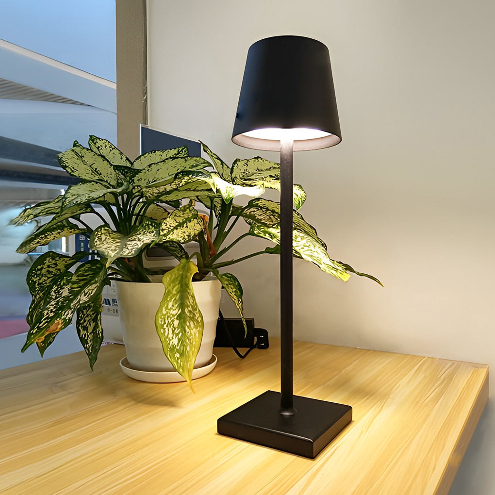 Top Hat Aluminum Touch Table Lamp – Rechargeable Battery-Operated Cordless Accent Light in 6 Finishes