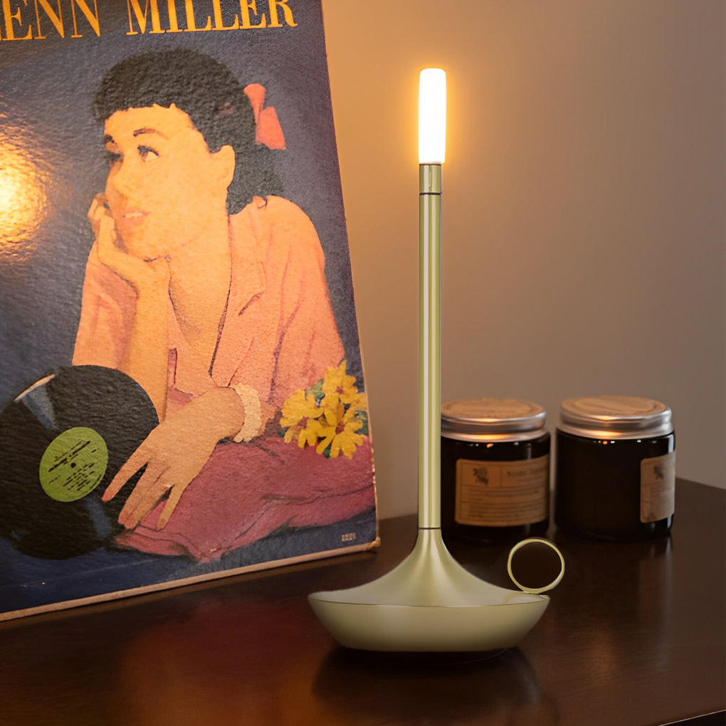 Cordless Portable Candle-Wick LED Table Lamp – Minimalist Accent Light for Bedroom, Dining & Bar