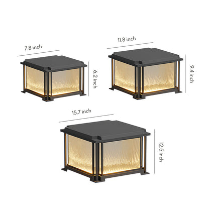 LED Gate Pillar Lights Outdoor Waterproof Black Square Light